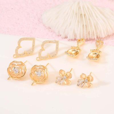 China FASHIONABLE Wholesale Tasty 14K Gold Plated Pearl Stud Earring Findings For DIY Jewelry for sale