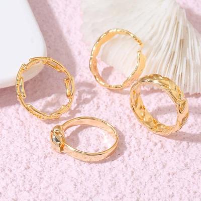 China Fashionable Wholesale Trendy 14K Gold Plated Adjustable Rings Minimalist Jewelry for sale