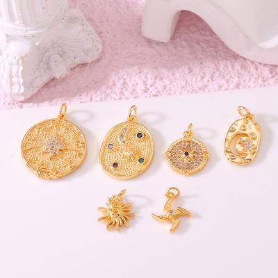 China Custom Jewelry Bulk TRENDY Charm Moon And Star 14K Gold Plated Necklace Pendant For Jewelry Making for sale