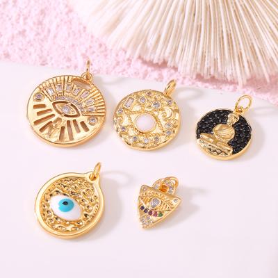 China TRENDY Wholesale Fashion Insert Micro CZ Gold Plated Evil Eye Buddha Necklace Pendant Charm for sale