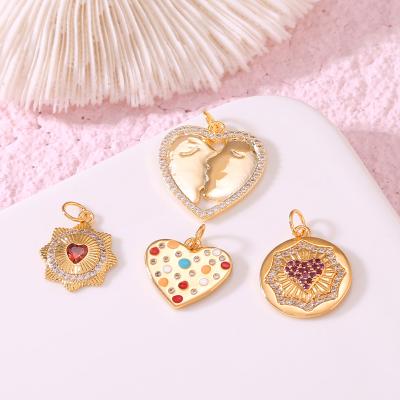 China Trendy Good Quality Women Jewelry 14K Gold Plated Hearts Shaped Designer Zircon Charms for sale