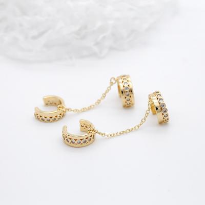 China TRENDY Jewelry Earring 14K Gold Plated Chain Style Ear Cuff for sale