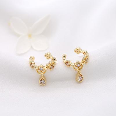 China TRENDY Wholesale 14K Gold Plated Inlaid Zircon Cuff Earrings for sale