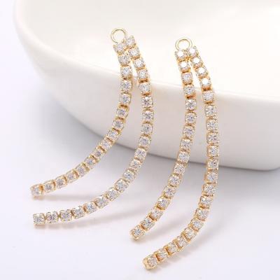 China Fashionable DIY Jewelry Accessory Jewelry Accessories New Micro Pave Zircon 14K Gold Plated Tassel Ear Line for sale