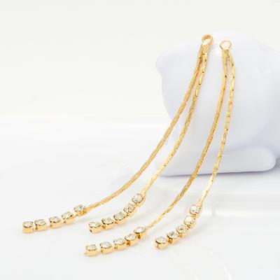 China DIY Earrings Making Factory Wholesale Inlaid Zircon 14K Gold Plated Long Tassel Ear Line For Earring Making for sale