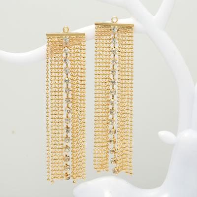 China DIY Earrings Making Unique Design Inlaid Zircon 14K Gold Plated Exaggerated Tassel Ear Line For Diy Earring Making for sale