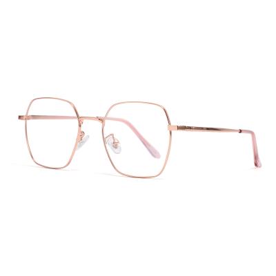 China Branded Optical Frames Rose Gold Metal Custom Logo Vintage Branded Optical Frames Mens Woman for sale