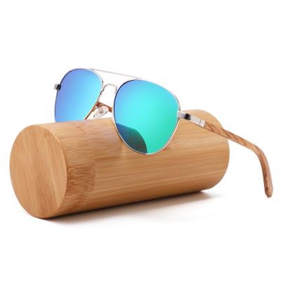 China Popular Fashion Sun Glasses Men Metal Wood Frame Glass Polarized Sunglasses 2021 Shape Drive Shade For Men for sale