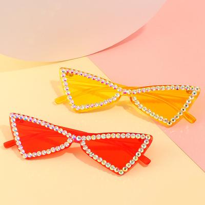 China Wholesale Bling Rimless Handmade Vintage Diamond Cat Eye Sunglasses RTS 2021 Fashion Small Sunglasses For Woman for sale