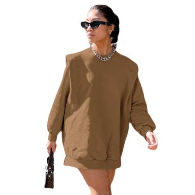 China Anti-Wrinkle Hoodies Personalized Loose Epaulet Sweater Fashion Round Neck Top For Women for sale