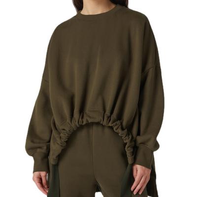 China Anti-Wrinkle Women's Sweater Design Long Sleeves Pure Cotton Irregular Loose Casual Niche Sense for sale