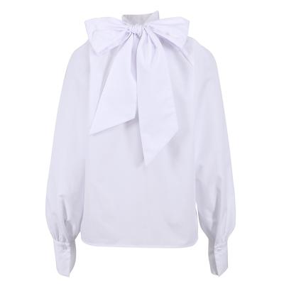 China New style bow tie sleeve puff collar elegant anti-pilling blouse shirts comic back blouse ladies for sale