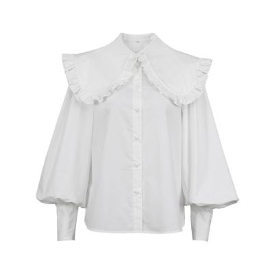 China Big Lapel Retro Doll Collar Shirt Breathable Peter Pan Long Sleeve Spring Sleeve Women for sale