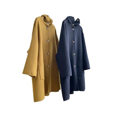 China Winter Wool Breathable Solid Wool Coat Women's Warm Double-sided Hooded Coat for sale