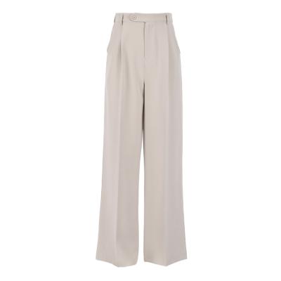 China Anti-Wrinkle Elastic High Waist Loose Female Wide Leg Pants Women Casual Knitted Trousers Long Pants for sale