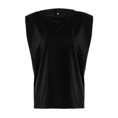 China QUICK DRY sleeveless T-shirt with shoulder pads cotton vest knit loose outer wear for sale