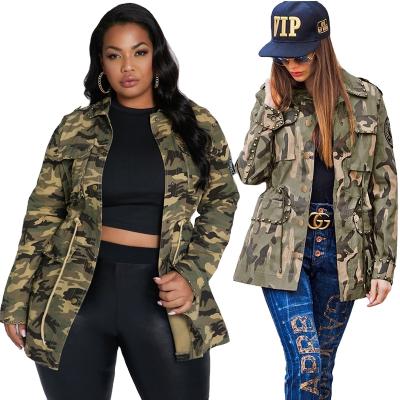 China Patch Multi-Pocket Drawstring Camouflage Cool Workwear Viable Studded Casual Jacket for sale