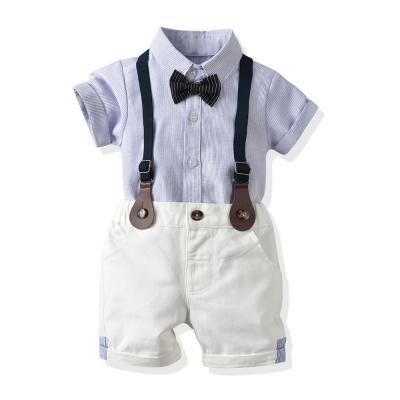 China One-year-old summer new striped shirt gentleman's dress Korean anti-shrink short sleeve suit for sale