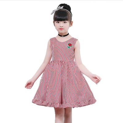 China New Soft Summer Plaid Vest Skirt Girl Dresses 6-14 Years Old for sale