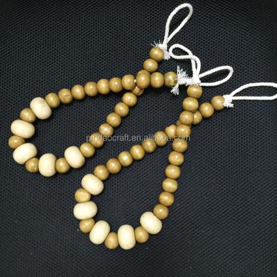 China Simple classic natrual cotton cord with wooden beaded for curtain and decoration, curtain tiebacks for sale