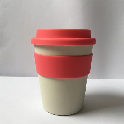 China Sustainable Reusable 100% Natural Bamboo Fiber Coffee Mugs With Silicone Lid Sleeve for sale