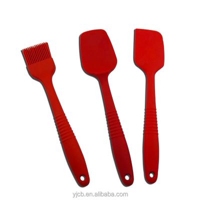 China 3pcs Disposable Silicone Spatula and Brush Set in Red Color for sale