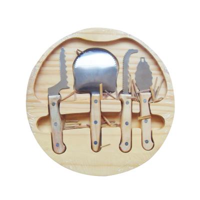 China Sustainable Cheese Board Tool Kit Cheese Cutting Board Set With Slicer Wire for sale