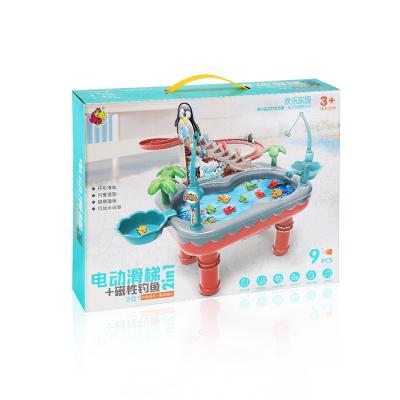 China Plastic Kids Musical Slide Track Toys Penguin Playset Magnetic Electric Fishing Toy for sale