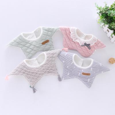 China Lovely Beautiful Flower Style Baby Waterproof Bibs Spinning Flash Fashion Double Pattern Striped Star Bibs Girls Boys Feeding Burp Cloths for sale