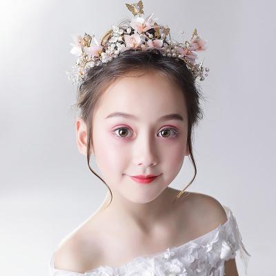 China Princess Crown Hairpins Wreaths Girls Flower Headbands Children's Princess Headwear for Birthday Wedding Party Hair Accessories for sale