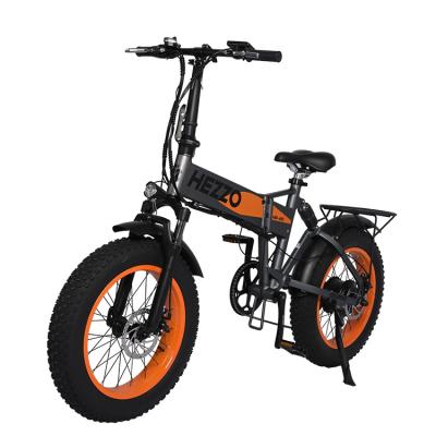 China Aluminum Alloy HEZZO E Mountain Fold Bike 9 Speed ​​500w 48V 13AH 20*4.0 Inch Fat Tire Outside Cycling Ebike Folding Electric Bicycle for sale