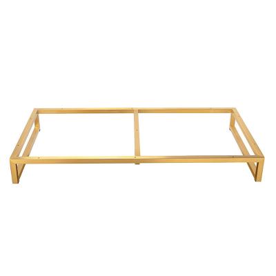 China Custom Plated Rose Gold Stainless Steel Cabinet Tripod Table Leg Bracket Furniture Table Foot Cabinet Coffee Table Leg Bracket for sale