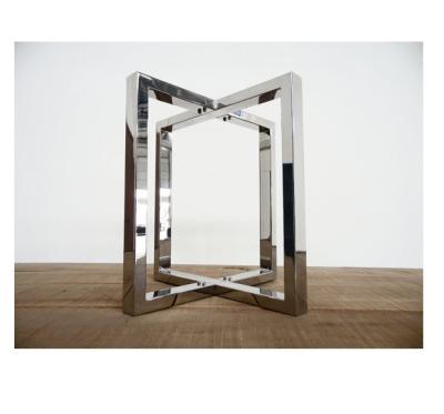 China X shape design regular table legs stainless steel mirror square metal table frame for sale