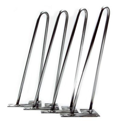 China Table Factory Wholesale 28 Inch Metal Iron Chrome Plated DIY Table 2 Rod Hairpin Legs FF089 for sale