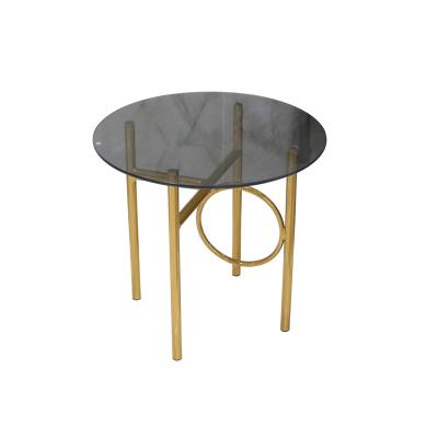 China Modern Morden home furniture living room dinner metal round table glass coffee table for sale