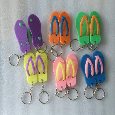 China Alloy+Acrylic 3D Soft Plastic Mini Flip Flops Slipper Keychain For Bag Charm Pendant Key Rings Shape Accessories Kimter-A142Z for sale