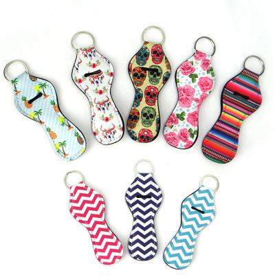 China Neoprene Lip Gloss Keychains Holder Neoprene Lipstick Key Chain Tracker and Backup Sleeve Key Chain Ring Kimter-H527Q Z for sale