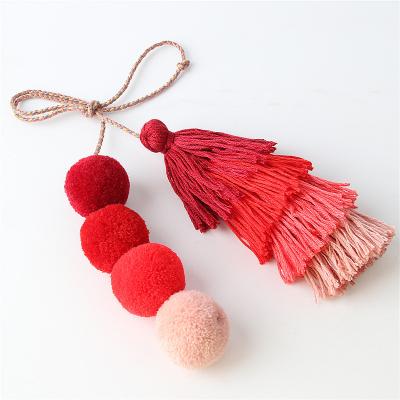 China Faux Fur/Alloy Colorful Boho Key Chain Pom Pom Tassel Bag Charm For Purse Handbag Decor Pendant Accessories Kimter-Y439Z for sale