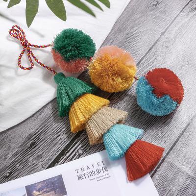 China Charm Colorful Pendant Faux Fur/Alloy Faux Fur Pom Pom Keychain Vintage Tassel Bag Hanging Keychain For Women Clip Purse Decor Kimter-A129Z for sale