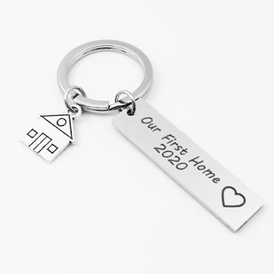 China Fashion Custom Laser Content Stainless Steel Key Chain Blank Zinc Alloy Square To Engrave Key Chain Fashional Jewelry Gift for sale