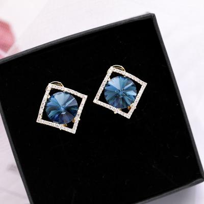 China BOHEMIA Fashion Crystal Stud Earring Zircon Earring Jewelry Kimter-A37Z 925 Sterling Pure Silver Big Shining for sale