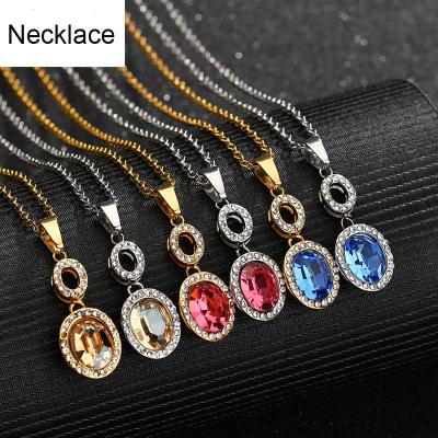 China Hiphop Hip Hop Necklace CZ Stone Bling Necklace Jewelry Gold Diamond Statement Necklaces Women Kimter-C283FZ for sale