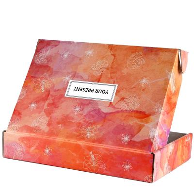 China In-Stock Handmade Aircraft Paper Packaging Box Watercolor Floral Design Printed Exquisite Gift Packaging Paper Box for sale