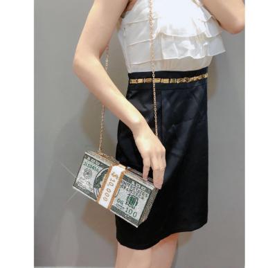 China Fashion Wholesale Fashion Bag Vintage Style Hot Selling Chain Dollar Printed Synthetic Ladies Shoulder Bag Messenger Bag Women for sale