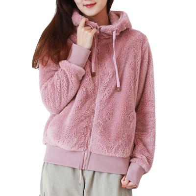 China New Breathable Arrived 2022 Women's Upper SleasAutumn/Winter Warmer Women's Full Zipper Sherpa Fleece Hoodie Women's Coats for sale