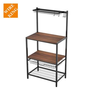 China Amazon New Stocked Bakers Rack Kitchen Baker Shelf with Wire Rack Dish Rack Stand Microwave Oven Rack for Spice Jars Pans for sale