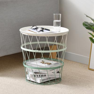 China (Size) Design metal mdf round side tables coffee table living room furniture storage adjustable elegant basket nested coffee table for sale