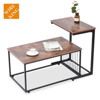 China Retro Modern Nordic Extendable Steel Cube Designer Coffee Tea Table Living Room Furniture End Side Wooden Table for sale