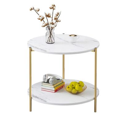 China Adjustable Modern European Living Room Bedroom Furniture Living Room Steel Side Bed Side Square Metal Marble Center Round Gold Coffee Table for sale