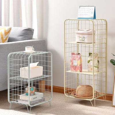 China Standing Display Organizer Rack Corner Shelf Bedside Table Grid Decor Wire Storage Shelf (Size) 2021 Newest KD Metal Adjustable Nordic Floor for sale